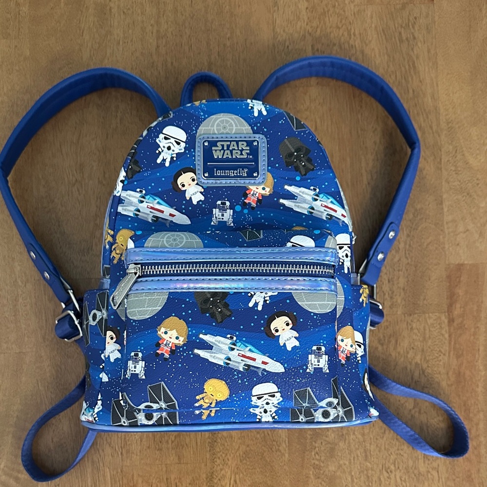 Loungefly Star Wars Mini Backpack in Blue with Multicolor Characters